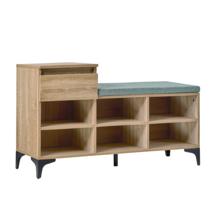 Oikiture Shoe Cabinet Bench Storage Drawer 6 Shelves Polyester Seat