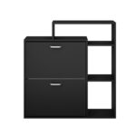 Oikiture Shoe Cabinet Storage 2 Doors with Display Shelves Black - Image 6