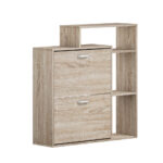 Oikiture Shoe Cabinet Storage 2 Doors with Display Shelves Wooden