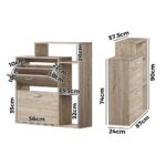 Oikiture Shoe Cabinet Storage 2 Doors with Display Shelves Wooden - Image 6