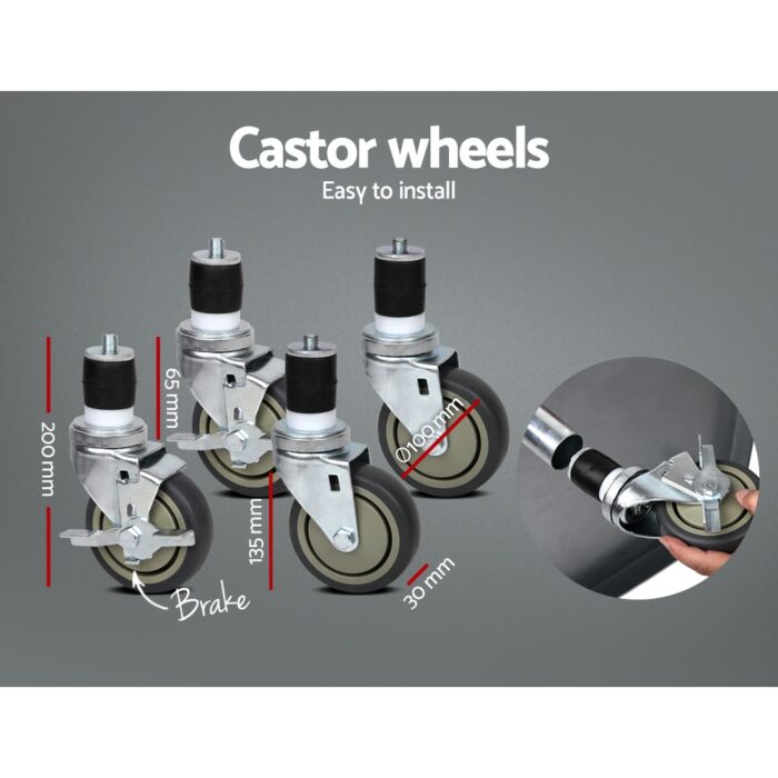 Cefito 1829x610mm Stainless Steel Kitchen Bench with Wheels 304 - Image 3