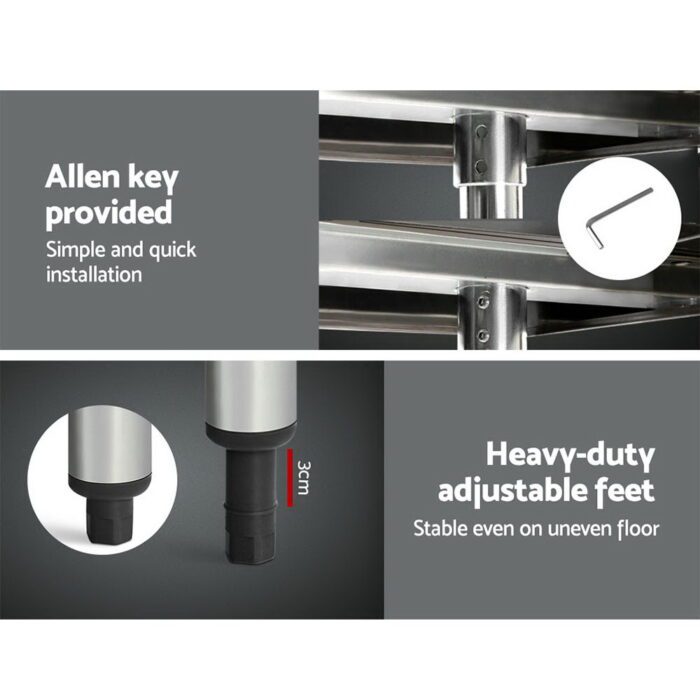 Cefito 1219x610mm Stainless Steel Kitchen Bench with Wheels 430 - Image 5