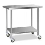 Cefito 1219x610mm Stainless Steel Kitchen Bench with Wheels 430