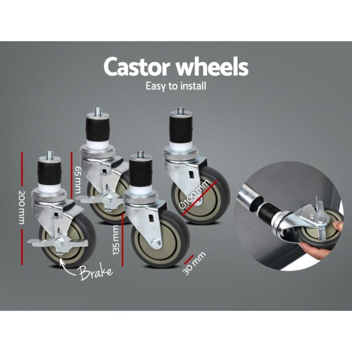 Cefito 1524x610mm Stainless Steel Kitchen Bench with Wheels 430 - Image 3