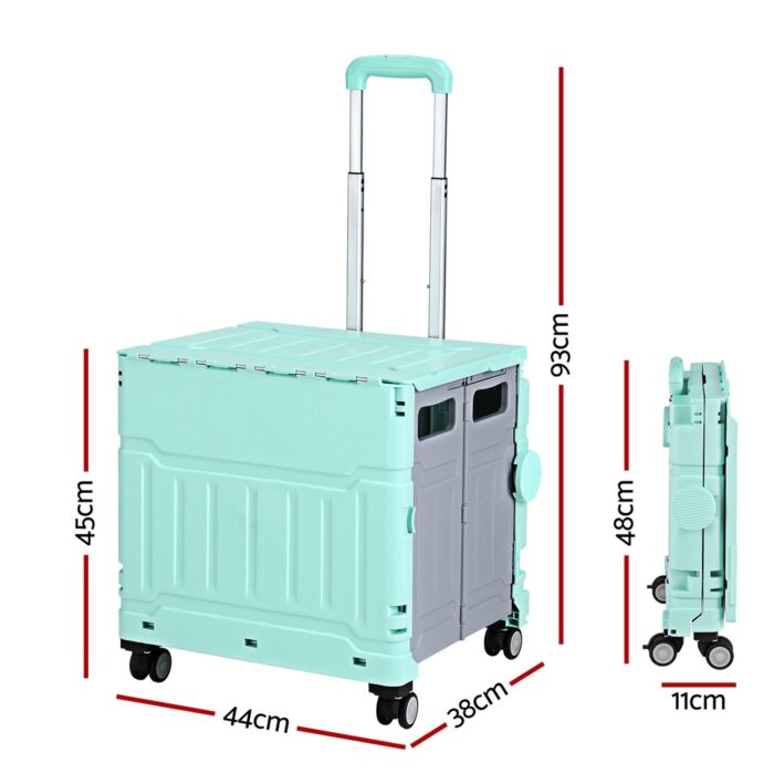 Emajin Shopping Trolley Cart 75L Foldable Green - Image 2