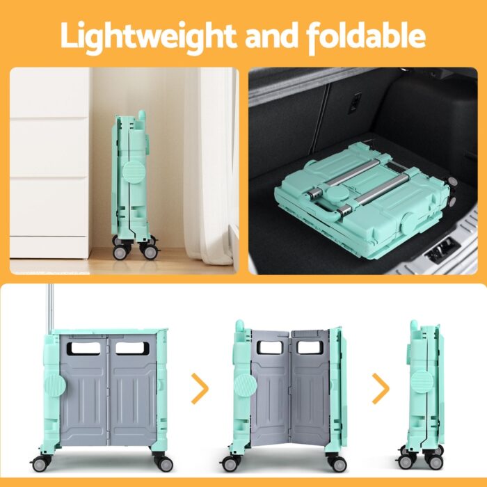 Emajin Shopping Trolley Cart 75L Foldable Green - Image 5