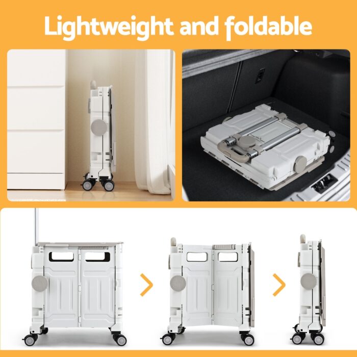 Emajin Shopping Trolley Cart 75L Foldable White - Image 5