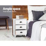 Artiss 2x Bedside Table 3 Drawers Vintage - THYME White - Image 6