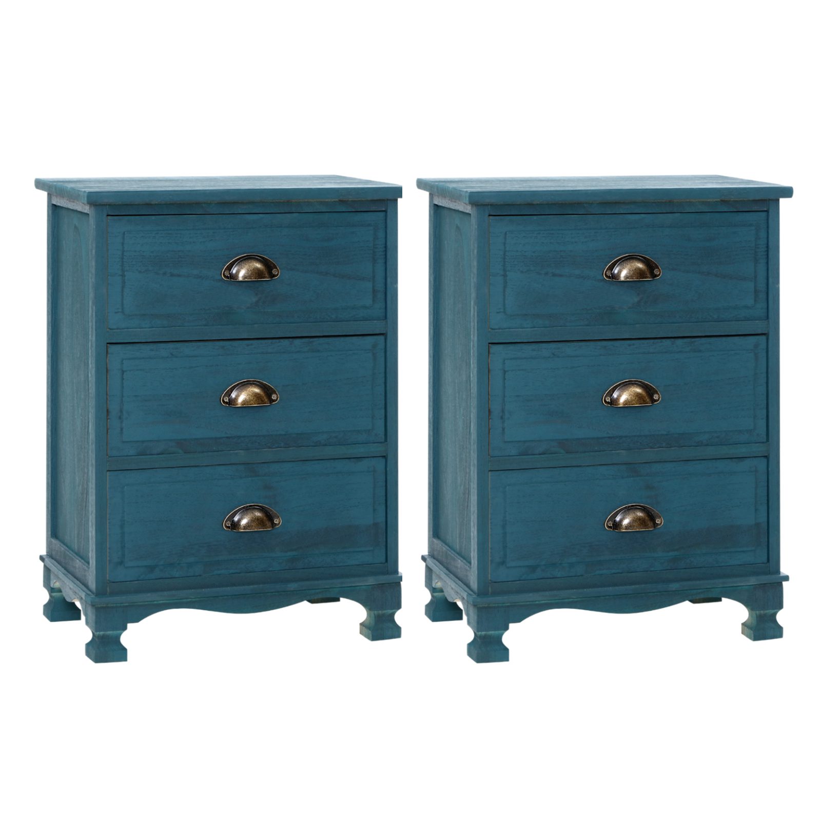 ST-CAB-B-VIN3D-BUX2-202505231800-00 Artiss 2x Bedside Table 3 Drawers Vintage - THYME Blue - Image 1