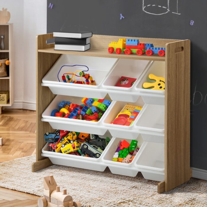 Oikiture 9 Bins Kids Toy Box Organiser Display Shelf - Image 6