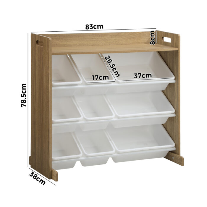 Oikiture 9 Bins Kids Toy Box Organiser Display Shelf - Image 7