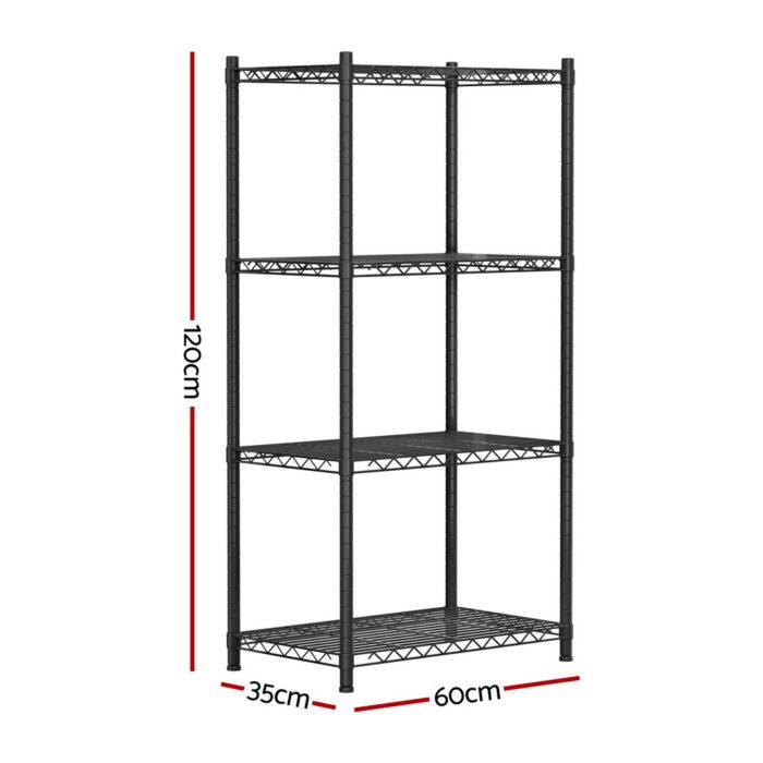 Artiss 4-Tier Shelving Unit Adjustable Garage Storage Shelves Kitchen Rack Steel - Image 3