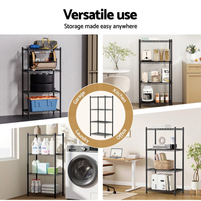 Artiss 4-Tier Shelving Unit Adjustable Garage Storage Shelves Kitchen Rack Steel - Image 5