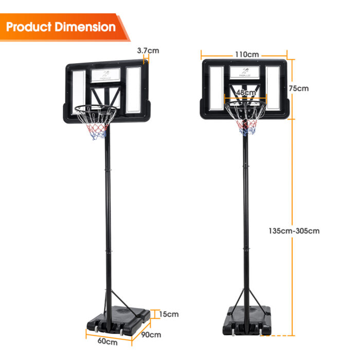 ProPulse Basketball Hoop Portable 1.36M-3.05M Height Adjustable - Image 6
