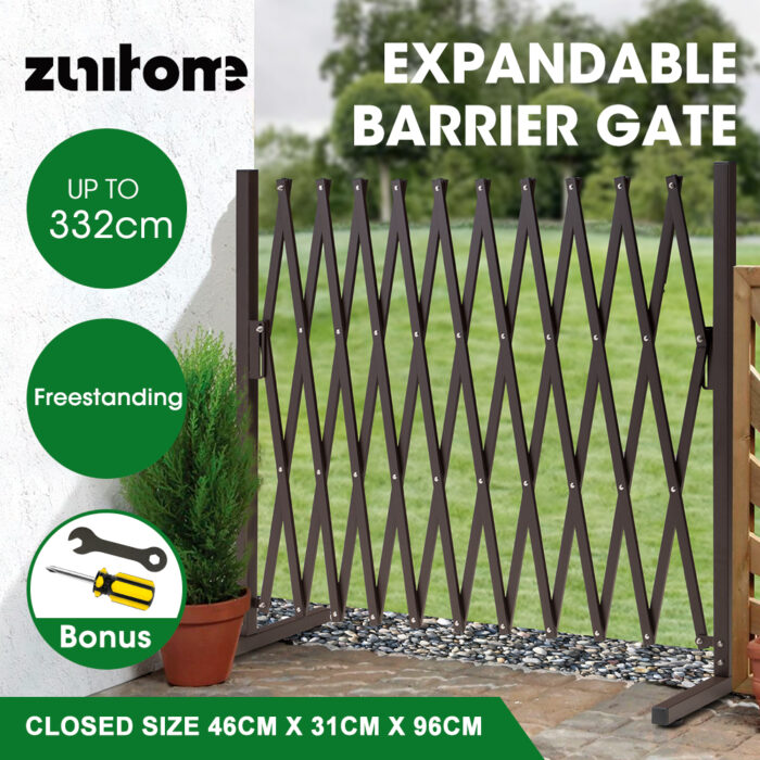 ZUNI Garden Fence Gate Expandable Barrier Indoor Outdoor Brown - Image 8