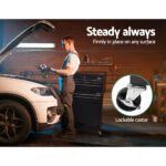 Giantz 7 Drawer Tool Box Cabinet Chest Trolley Toolbox Garage Storage Black - Image 6