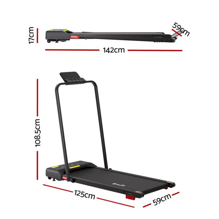 Everfit Treadmill Electric Walking Pad Incline Under Desk 380mm Black - Image 2