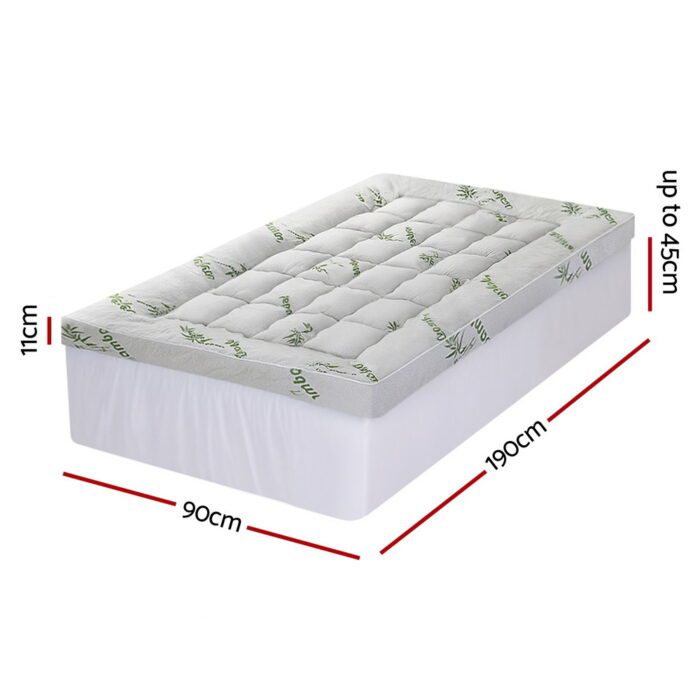 Giselle Mattress Topper 11cm Pillowtop toppers Bamboo Single - Image 3
