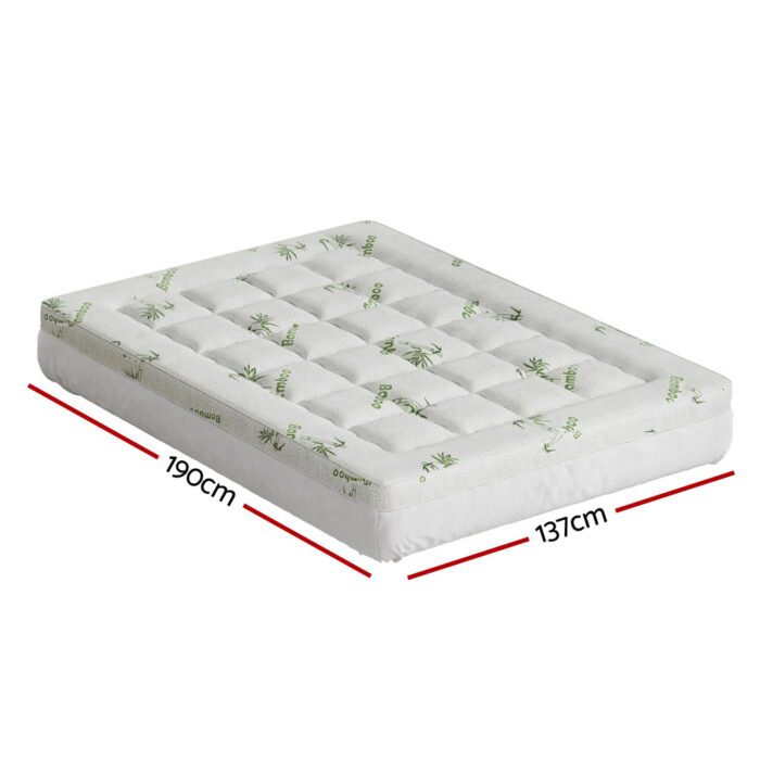 Giselle Bedding Mattress Topper Pillowtop Bamboo 7.5cm Double - Image 2