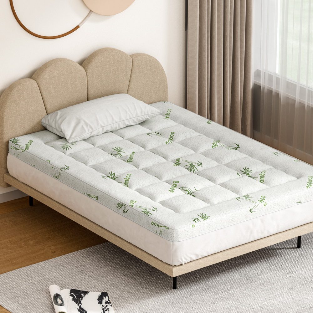 TOPPER-BAM75-D-194987-04 Giselle Bedding Mattress Topper Pillowtop Bamboo 7.5cm Double - Image 1