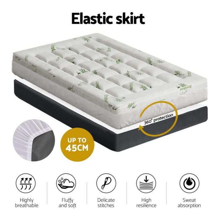 Giselle Bedding Mattress Topper Pillowtop Bamboo 7.5cm Single - Image 5