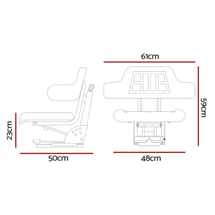 Giantz Tractor Seat Forklift Excavator Truck Universal Digger Chair PU Leather - Image 2