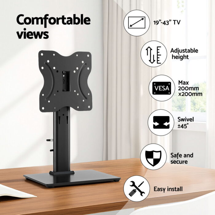 Artiss TV Stand Bracket for 19 - 43 inch TVs Table Top Desktop Universal Swivel - Image 5