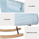 Artiss Rocking Chair Armchair Pillow Velvet Blue - Image 6