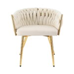 1 Artiss Dining Chair Velvet Armchair Beige - Image 3