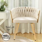 1 Artiss Dining Chair Velvet Armchair Beige - Image 5