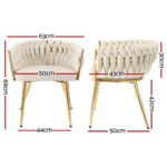 1 Set of 4 Artiss Dining Chairs Velvet Armchair Beige - Image 2