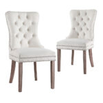 1 Set of 2 Artiss Dining Chairs Beige Velvet