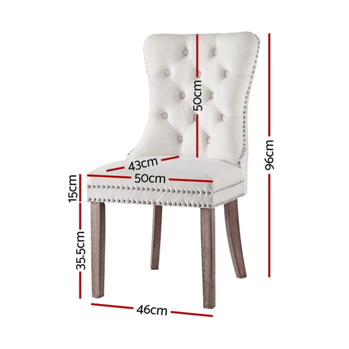 1 Set of 2 Artiss Dining Chairs Beige Velvet - Image 2