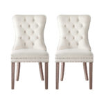 1 Set of 2 Artiss Dining Chairs Beige Velvet - Image 3