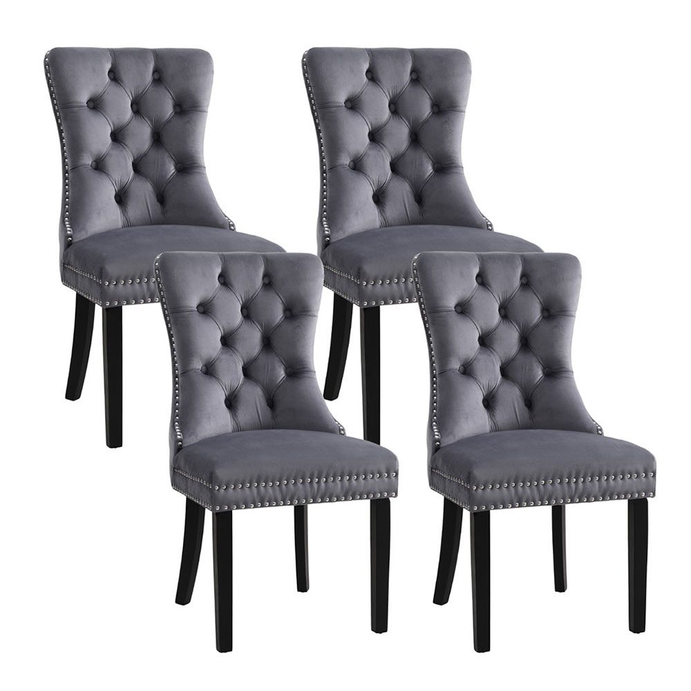 UPHO-C-DIN-1061-GYX4-202504231106-00 1 Set of 4 Artiss Dining Chairs Grey Velvet - Image 1