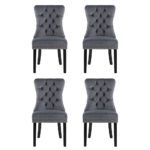 1 Set of 4 Artiss Dining Chairs Grey Velvet - Image 3