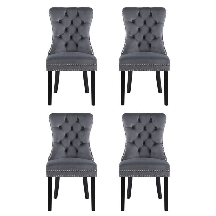 1 Set of 4 Artiss Dining Chairs Grey Velvet - Image 3