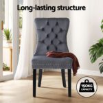 1 Set of 4 Artiss Dining Chairs Grey Velvet - Image 4