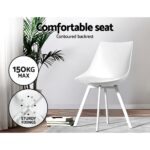 Artiss Dining Chairs Set of 2 PU Leather Plastic Metal White - Image 3