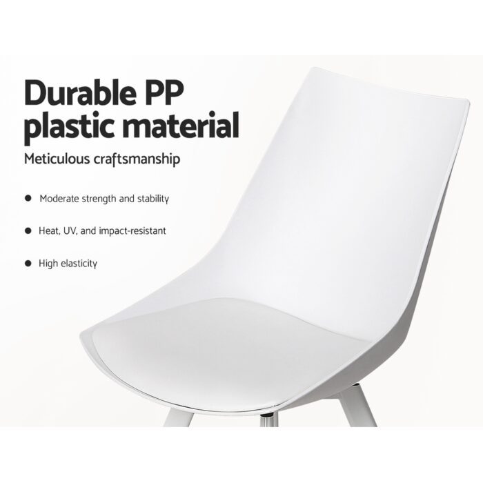 Artiss Dining Chairs Set of 2 PU Leather Plastic Metal White - Image 4