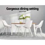 Artiss Dining Chairs Set of 2 PU Leather Plastic Metal White - Image 5
