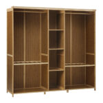 Oikiture Open Wardrobe Clothes Storage Hanging Rail Bamboo