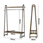Oikiture Clothes Rack Hanging Rail Bamboo Portable Wheels - Image 2