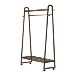 Oikiture Clothes Rack Hanging Rail Bamboo Portable Wheels - Image 5