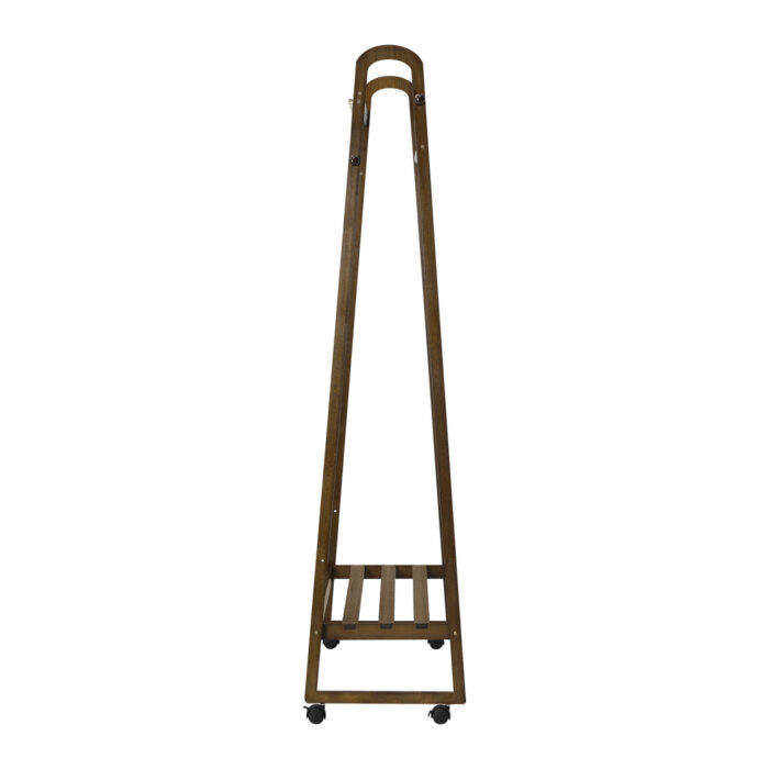 Oikiture Clothes Rack Hanging Rail Bamboo Portable Wheels - Image 3