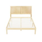 Artiss Bed Frame Queen Size with Rattan Headboard Wooden Bed Base BRUNO