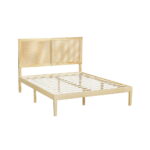 Artiss Bed Frame Queen Size with Rattan Headboard Wooden Bed Base BRUNO - Image 2