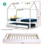 Artiss Bed Frame Wooden Trundle Daybed Kids House Frame White HOLY - Image 2