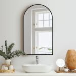 Oikiture Wall Mirror 86x50cm Arched Black - Image 7