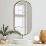 Oikiture Wall Mirror Oval Gold 84x50cm - Image 2